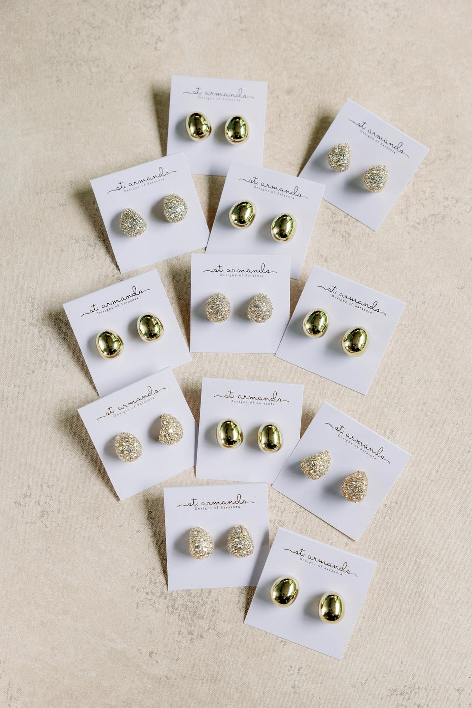 Pave Crystal Gumdrop Gold Post Back Earrings