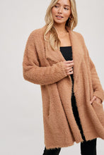 Load image into Gallery viewer, zSALE Saxon Long Sleeve Soft Fuzzy Drape Front Cardigan - Camel
