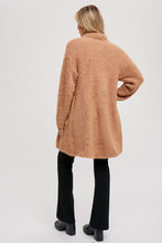 Load image into Gallery viewer, zSALE Saxon Long Sleeve Soft Fuzzy Drape Front Cardigan - Camel
