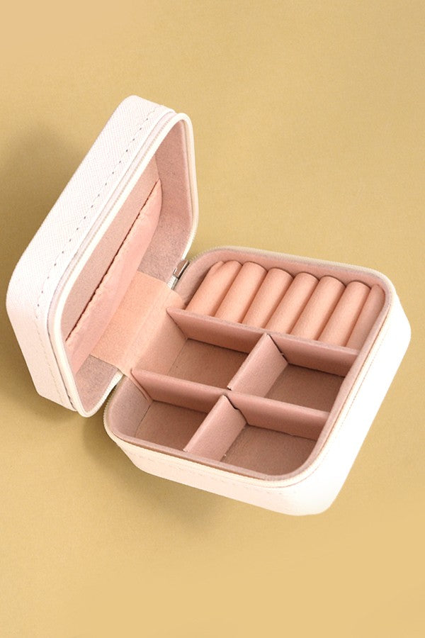Travel Jewelry Box Organizer Case - Cream