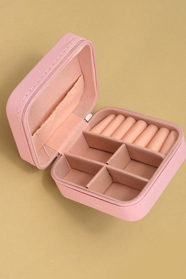 Travel Jewelry Box Organizer Case - Light Pink