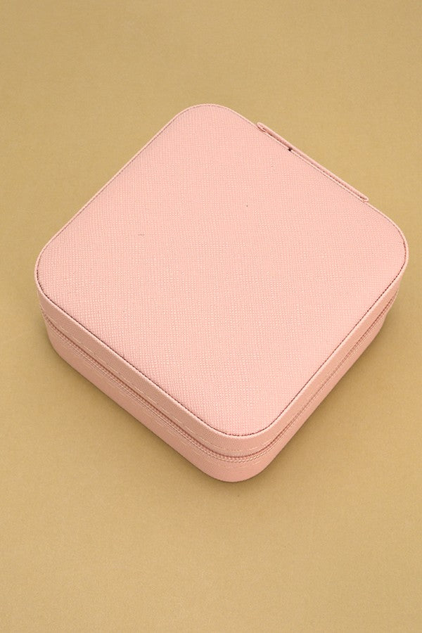 Travel Jewelry Box Organizer Case - Light Pink