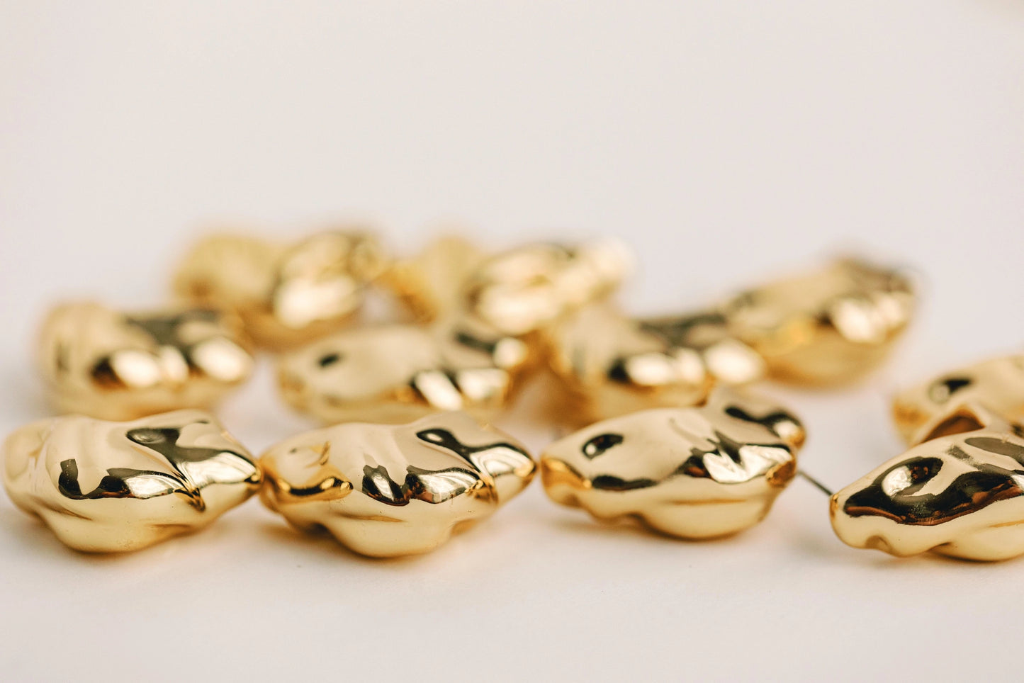 Gold Vintage Style Crumpled Huggie Hoop Earrings
