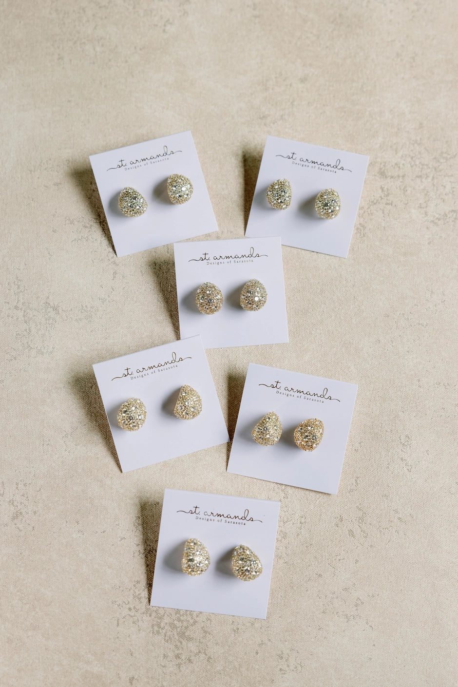 Pave Crystal Gumdrop Gold Post Back Earrings