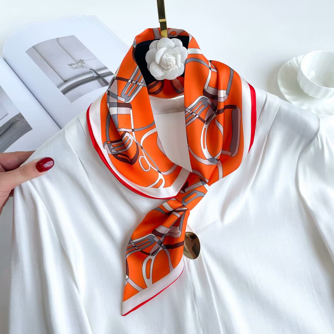 Stirrup Equestrian Print Loop Scarf - Orange Multi