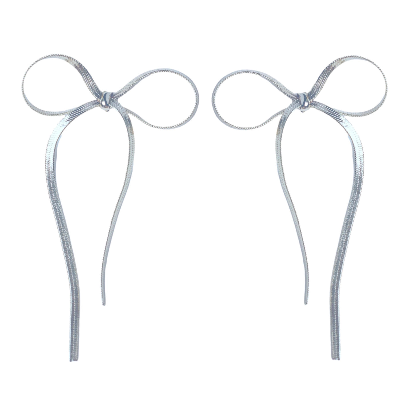 Bow Shaped 925 Silver Plated Maxi Duster Earrings