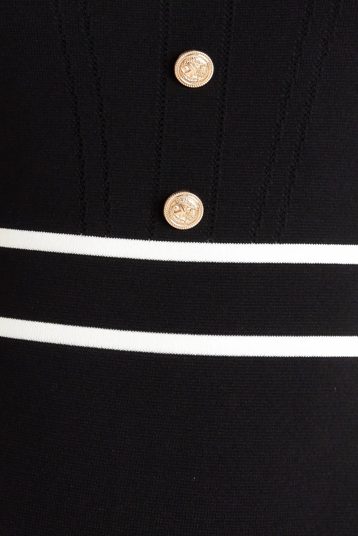 Lenora Square Neckline Gold Button Knit Midi Dress - Black Multi