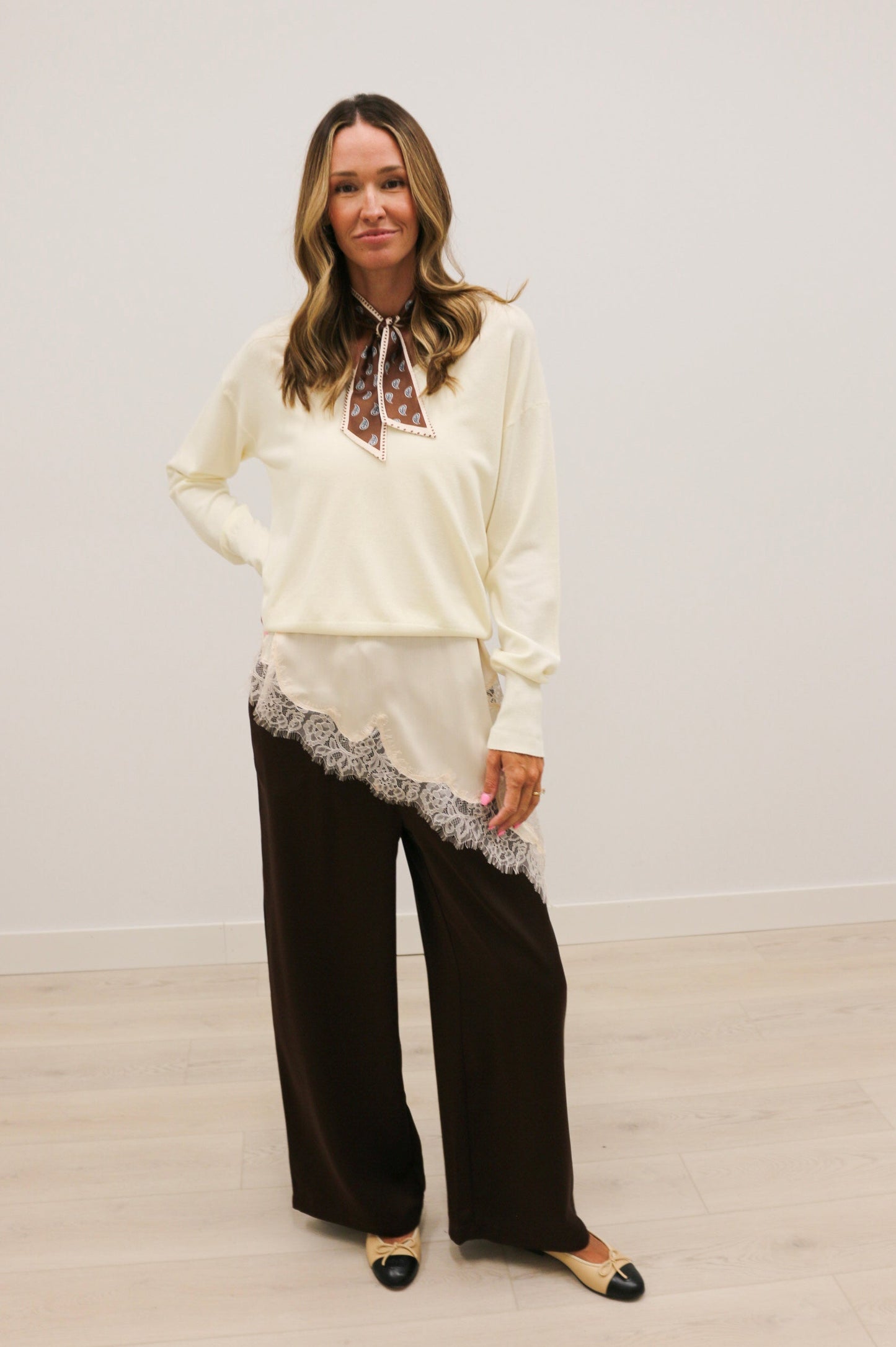 Lennox Lightweight Long Sleeve Solid Sweater - Ivory