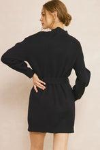 Load image into Gallery viewer, zSALE Collins Long Sleeve Belted Knit Sweater Mini Dress - Black
