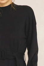 Load image into Gallery viewer, zSALE Collins Long Sleeve Belted Knit Sweater Mini Dress - Black

