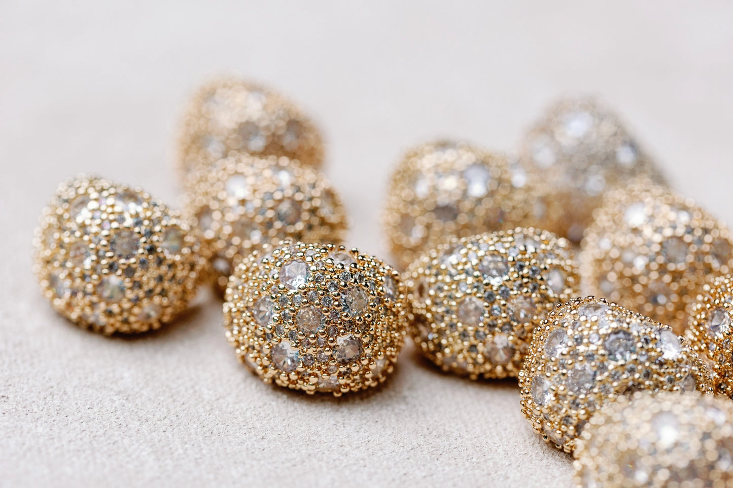 Pave Crystal Gumdrop Gold Post Back Earrings