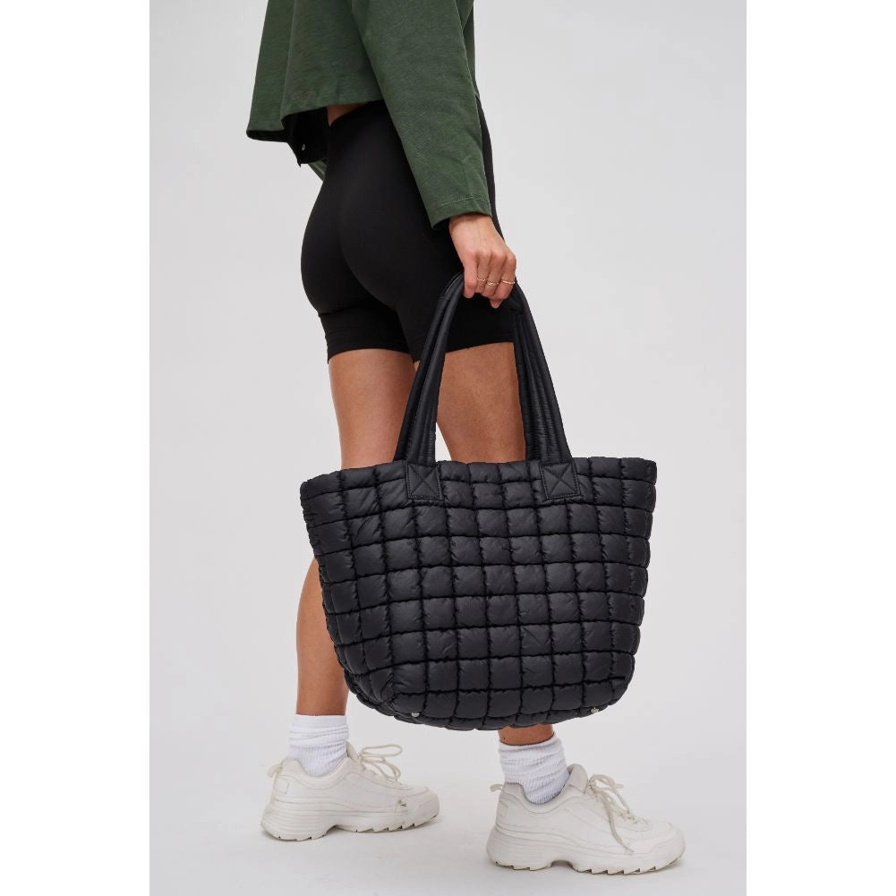 Breakaway Quilted Nylon Puffer Tote - Black