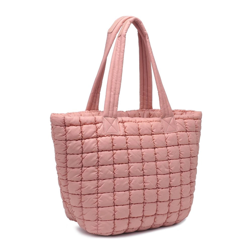 Breakaway Quilted Nylon Puffer Tote - Pastel Pink