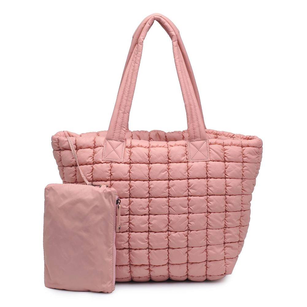 Breakaway Quilted Nylon Puffer Tote - Pastel Pink