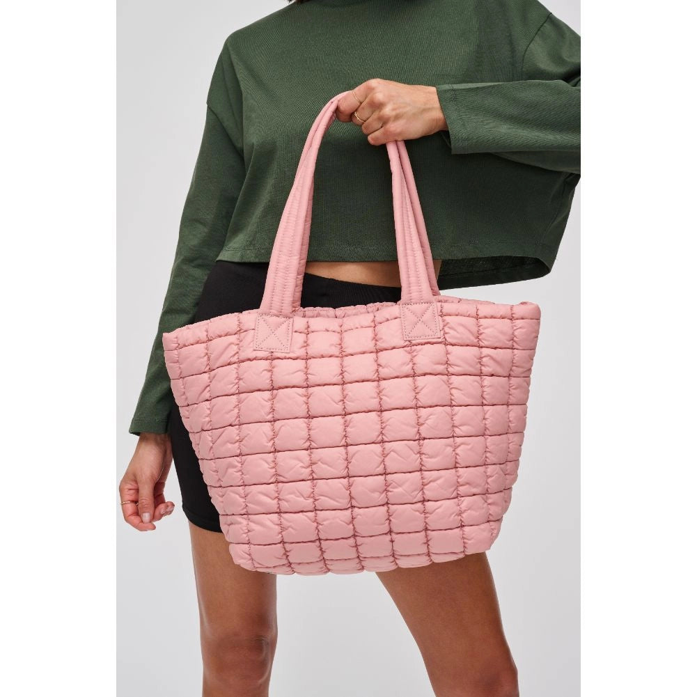 Breakaway Quilted Nylon Puffer Tote - Pastel Pink
