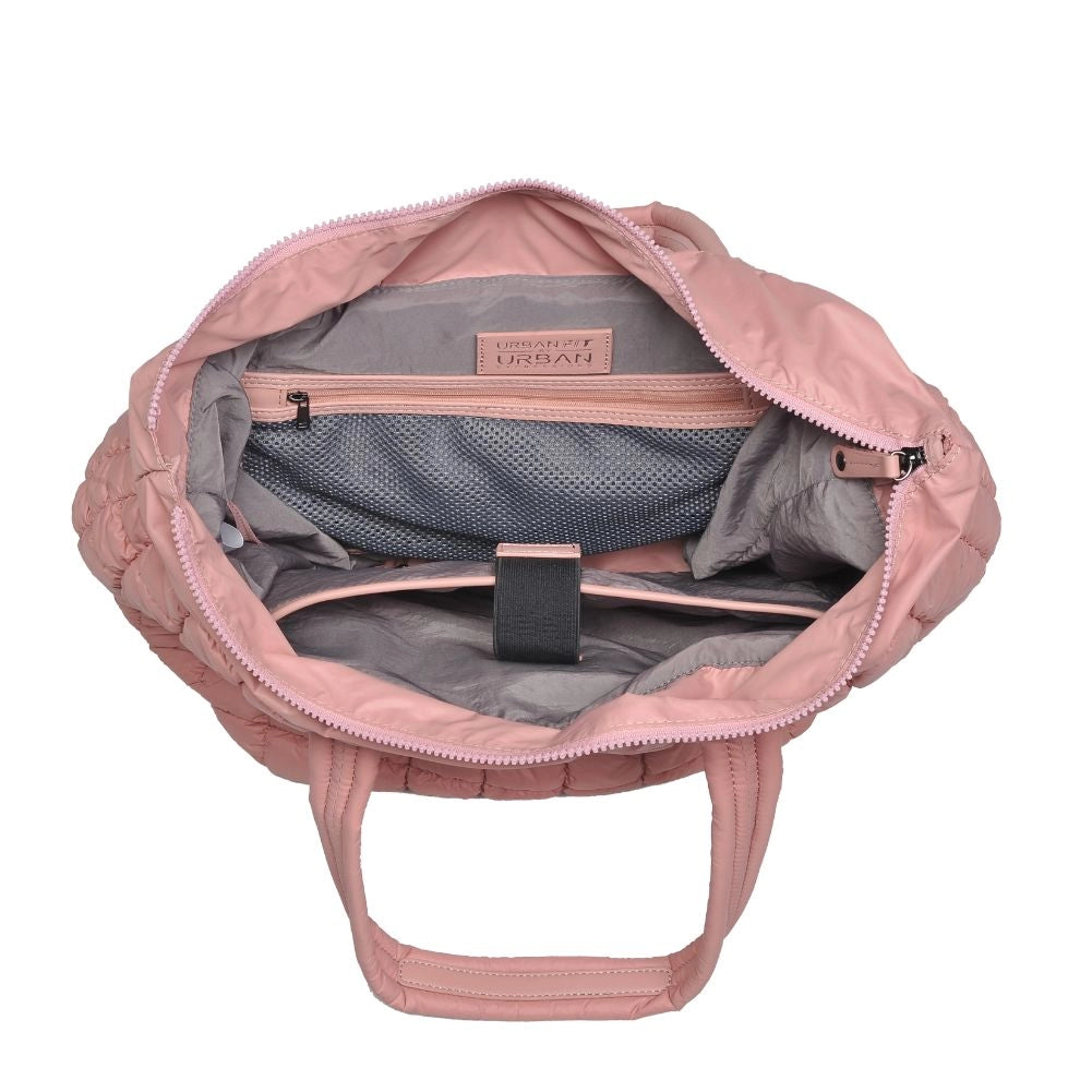 Breakaway Quilted Nylon Puffer Tote - Pastel Pink