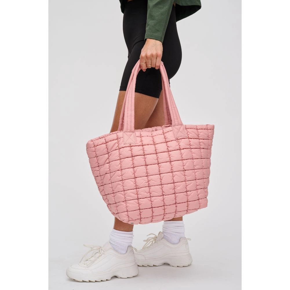 Breakaway Quilted Nylon Puffer Tote - Pastel Pink