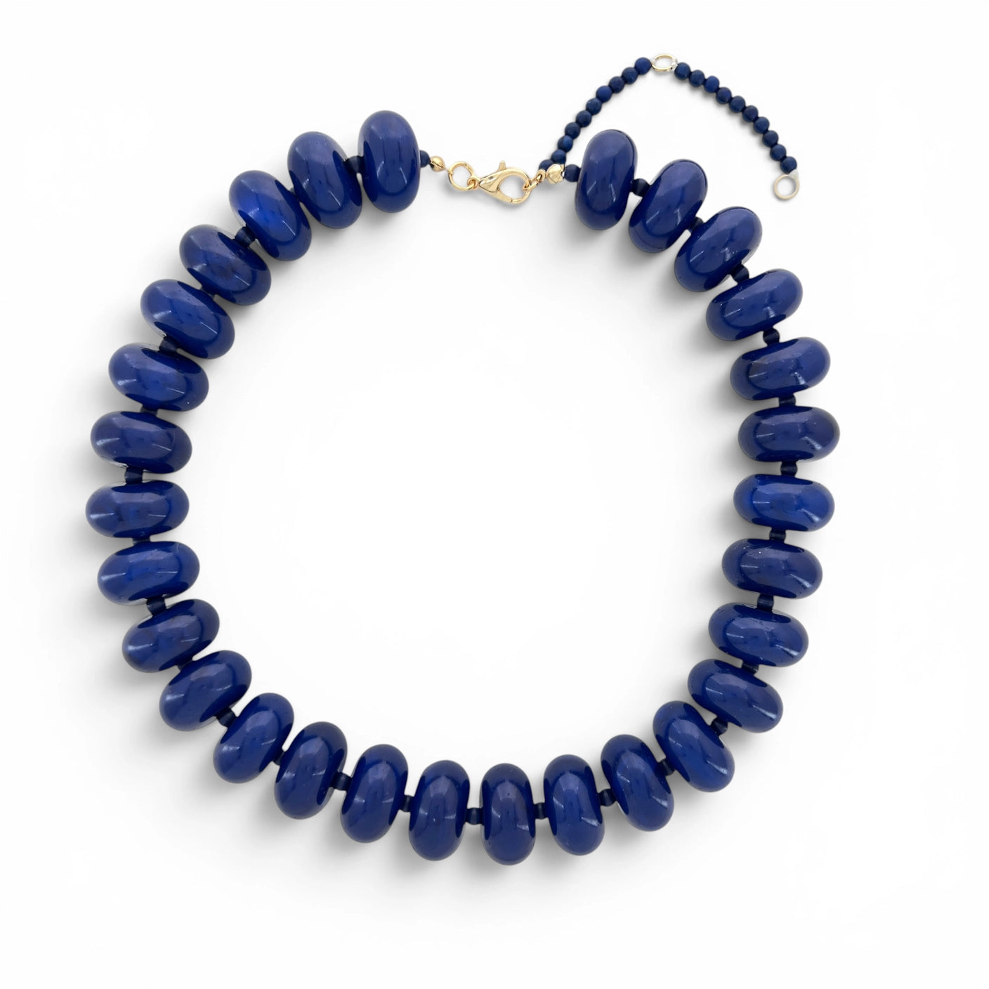 Chunky Candy Beaded Rondelle Necklace - Navy Blue