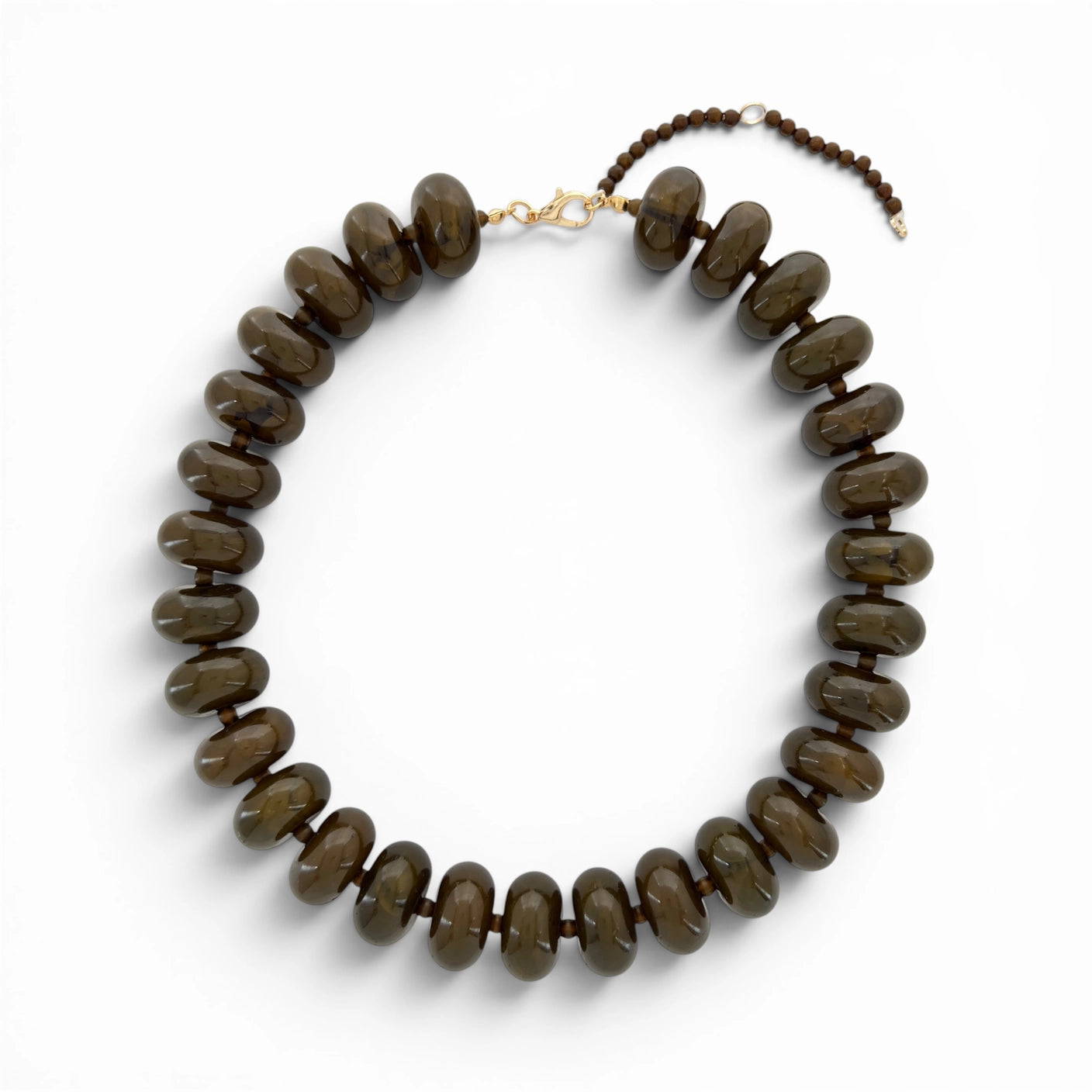 Chunky Candy Beaded Rondelle Necklace - Chocolate Brown