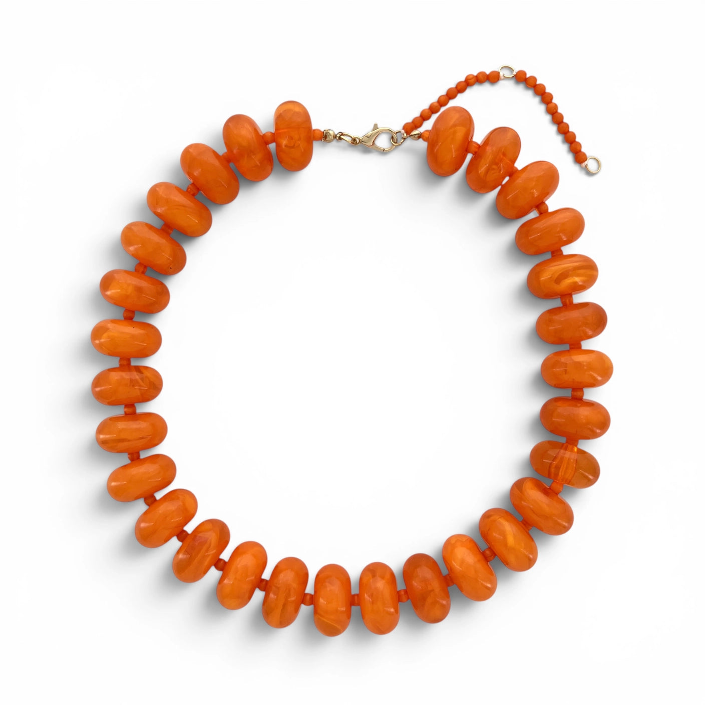 Chunky Candy Beaded Rondelle Necklace - Orange