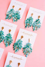 Load image into Gallery viewer, Monstera Palm Drop Earrings - Green Multi

