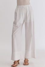 Load image into Gallery viewer, Classic Solid High Waisted Wide Leg Linen Drawstring Waist Pant - White
