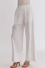 Load image into Gallery viewer, Classic Solid High Waisted Wide Leg Linen Drawstring Waist Pant - White
