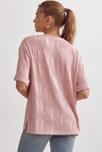 Load image into Gallery viewer, Caroline Wave Textured Short Sleeve Top - Blush Pink
