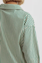 Load image into Gallery viewer, Dianna Classic Stripe Long Sleeve Collared Button Up Blouse - Green
