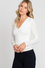 Load image into Gallery viewer, Final Touch Double Layer V-Neck Long Sleeve Knit Top - White
