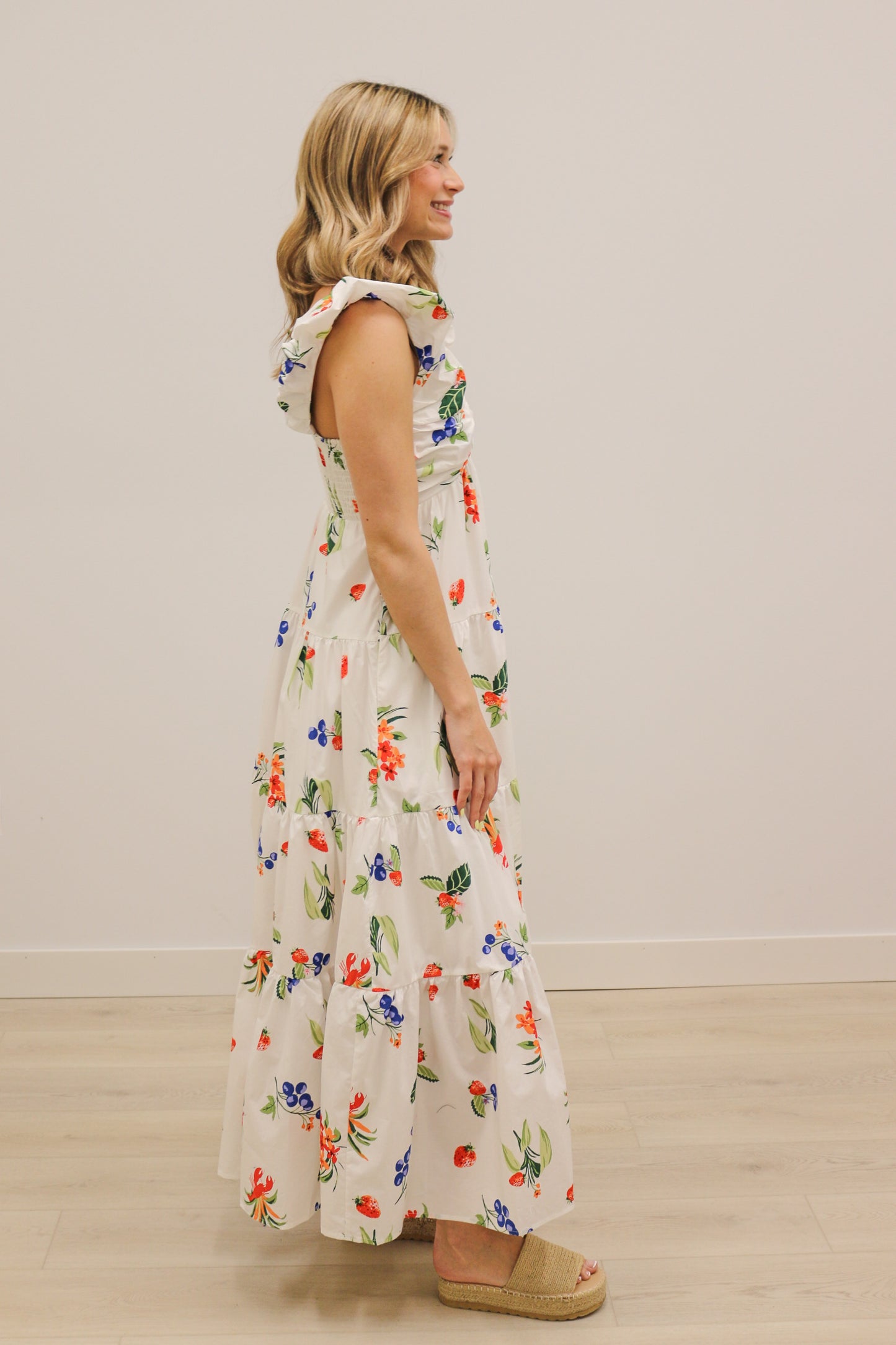 Chatham Summer Lobster Print Sleeveless Midi Dress - White Multi