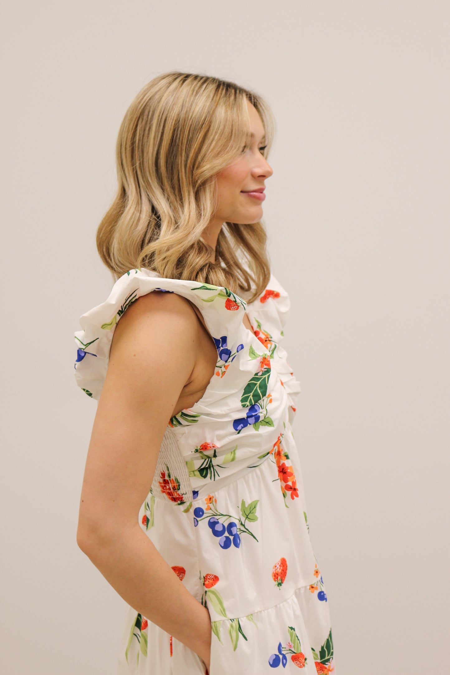 Chatham Summer Lobster Print Sleeveless Midi Dress - White Multi