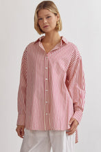 Load image into Gallery viewer, Dianna Classic Stripe Long Sleeve Collared Button Up Blouse - Pink
