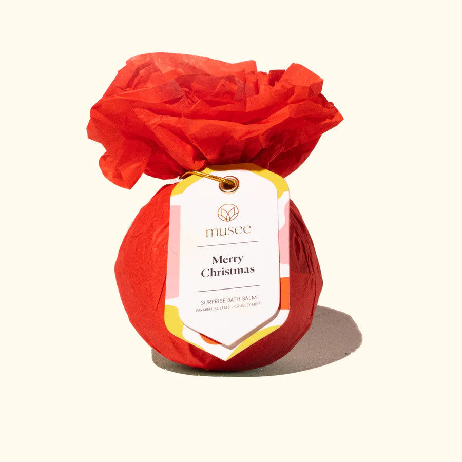 Merry Christmas Luxe French Pear and Gardenia Holiday Bath Bomb with Surprise Inside