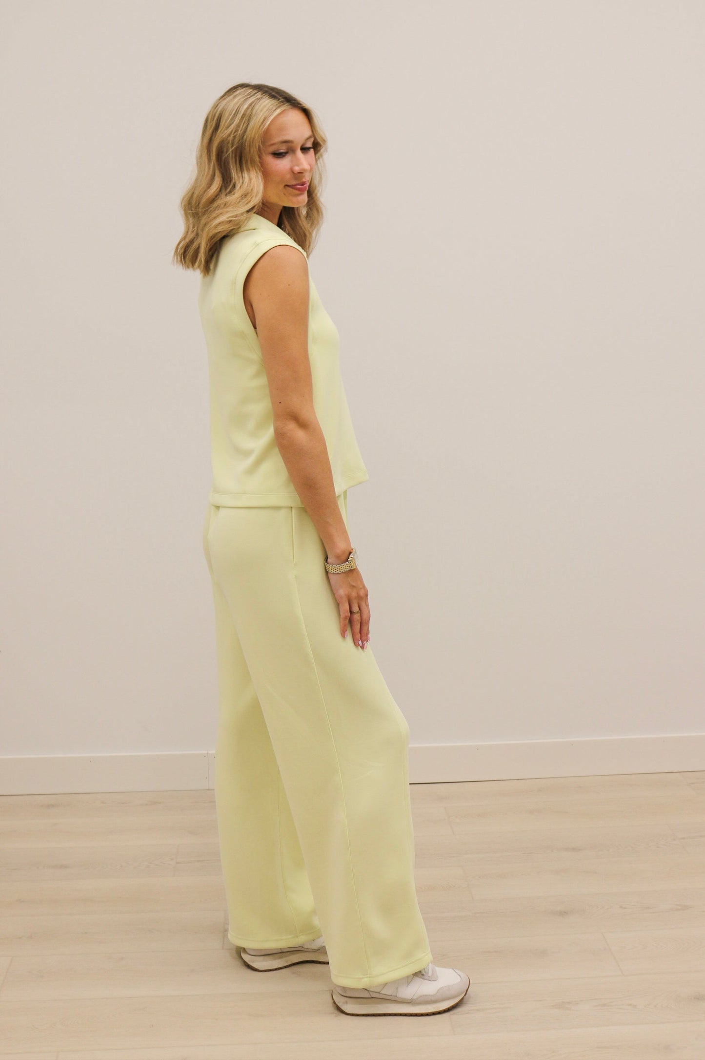 Soft Modal Athleisure Sleeveless Half Zip Top - Lemon Yellow