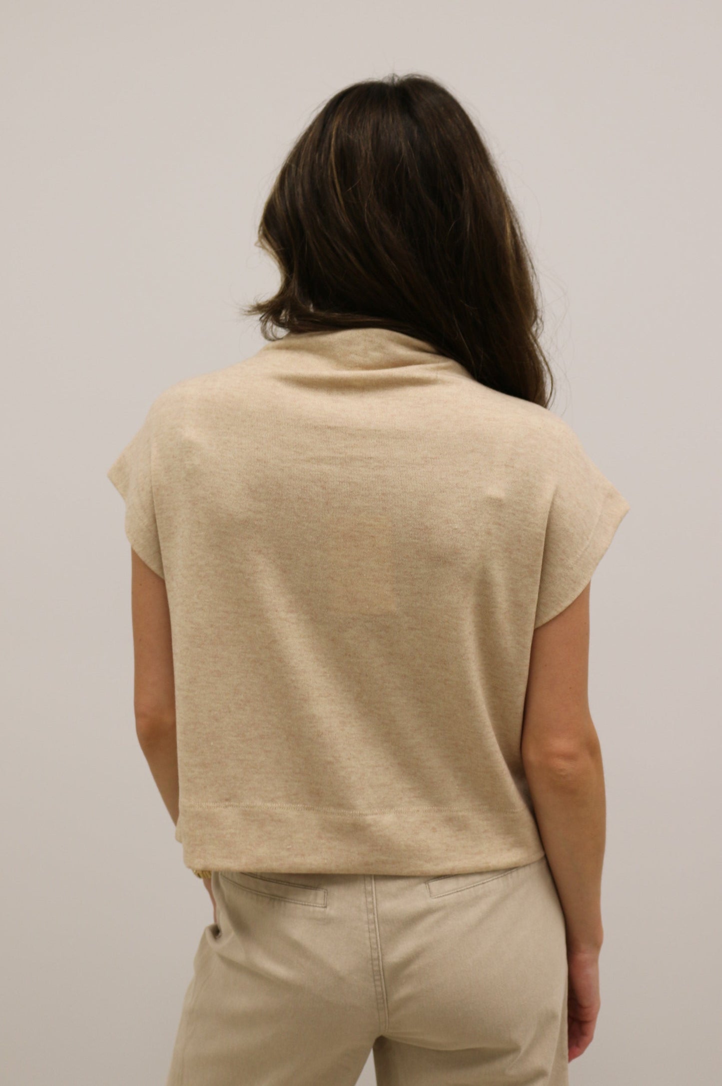 Beckett Mock Neck Short Sleeve Knit Pullover - Oatmeal