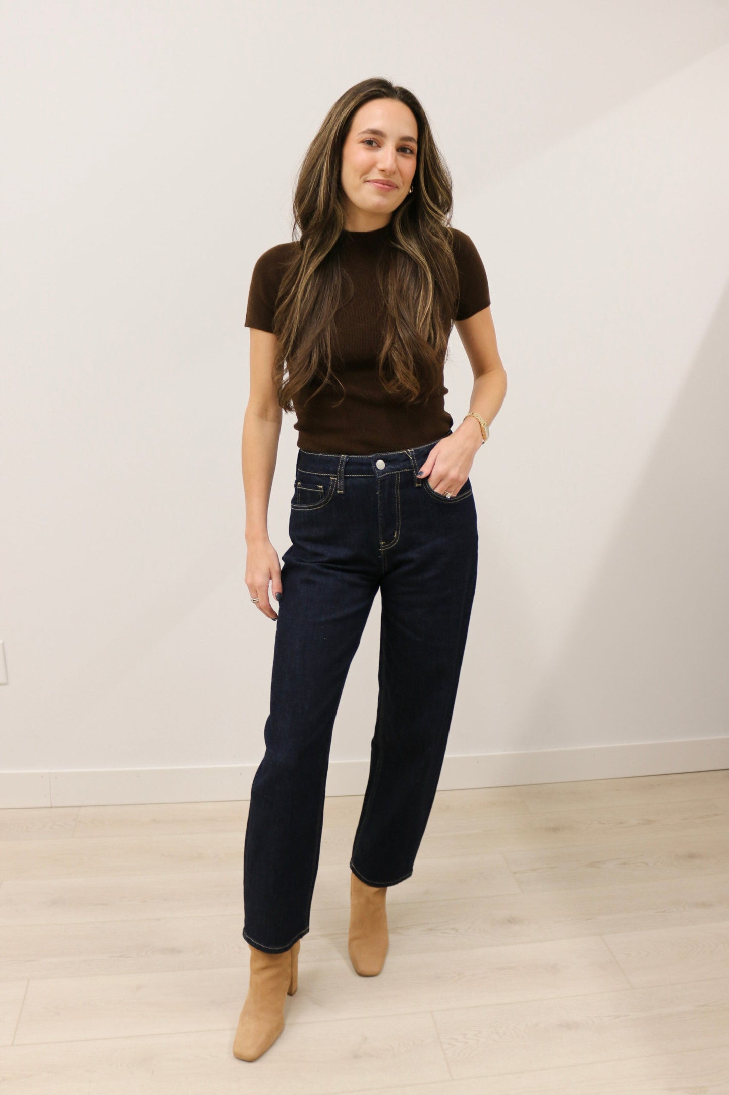 Divinity High Rise Slim Barrel Denim by Vervet - Dark Wash