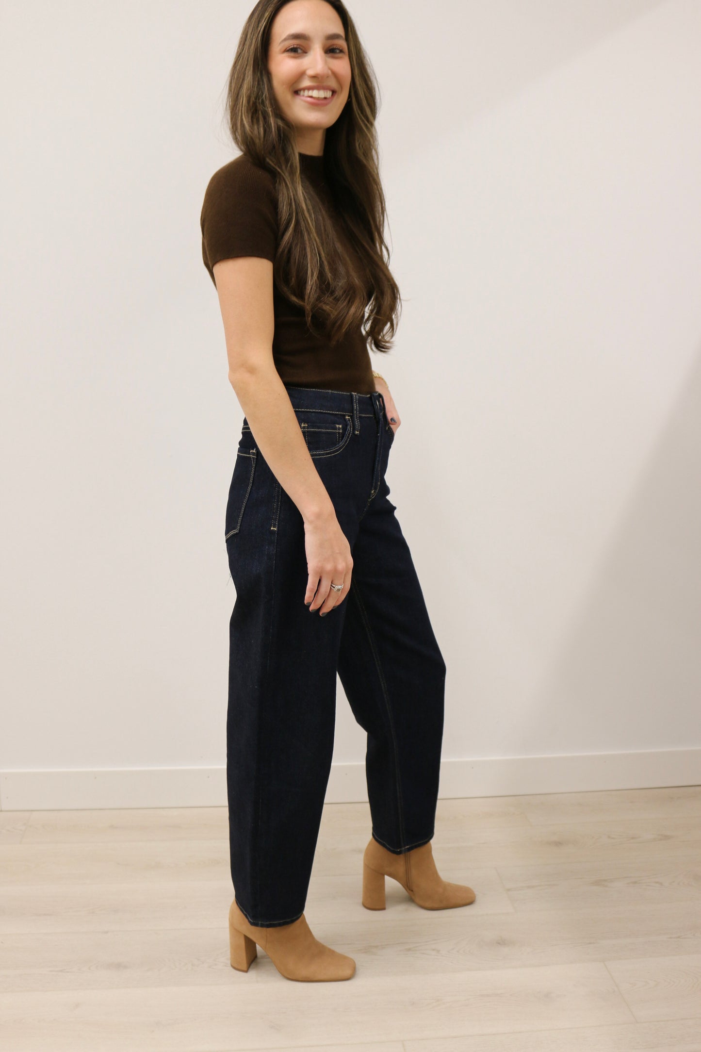 Divinity High Rise Slim Barrel Denim by Vervet - Dark Wash