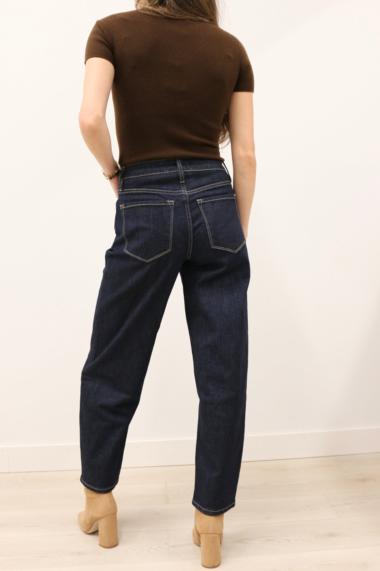 Divinity High Rise Slim Barrel Denim by Vervet - Dark Wash