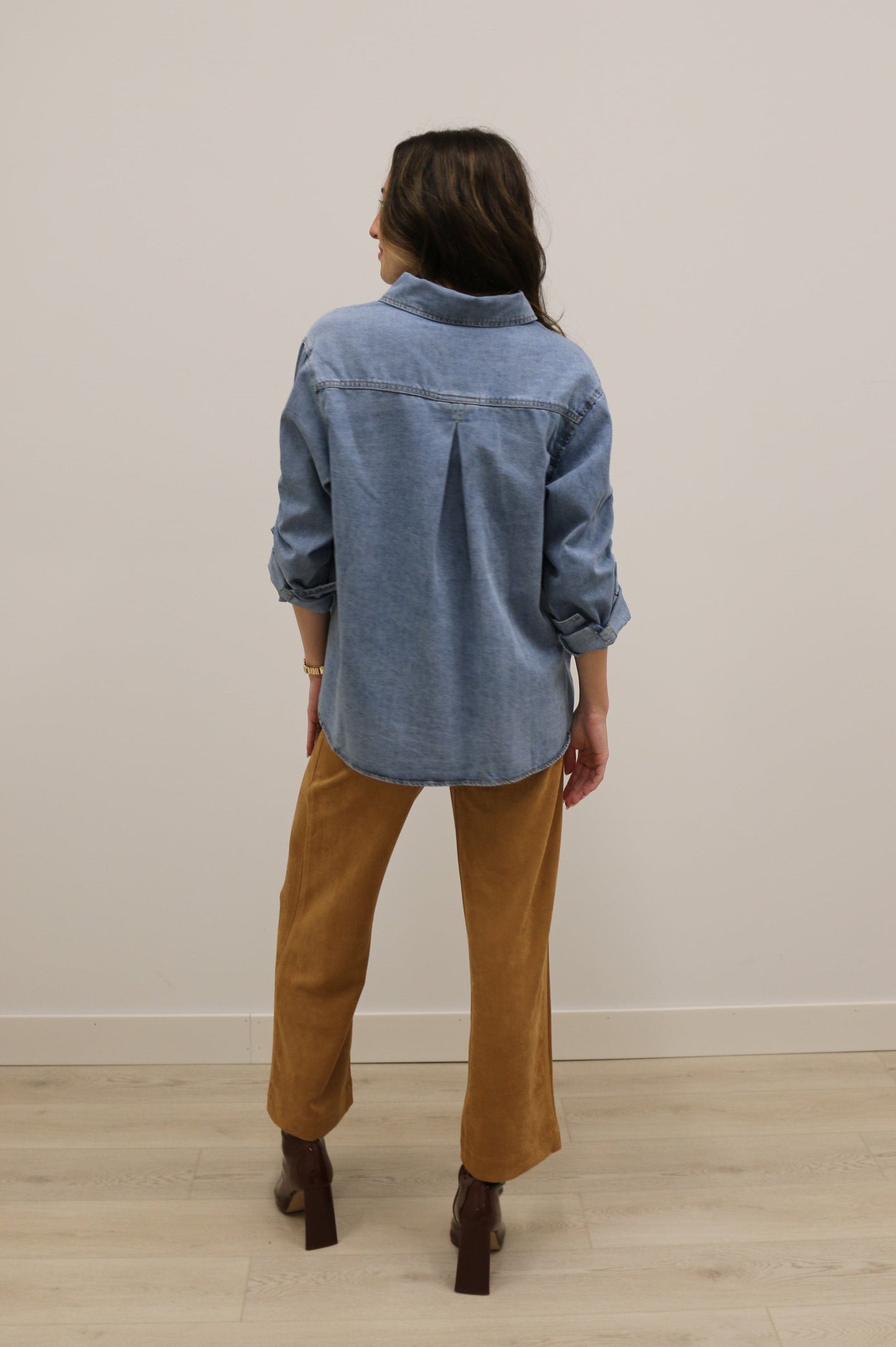 Lana Suede High Waisted Wide Leg Pants - Camel Brown
