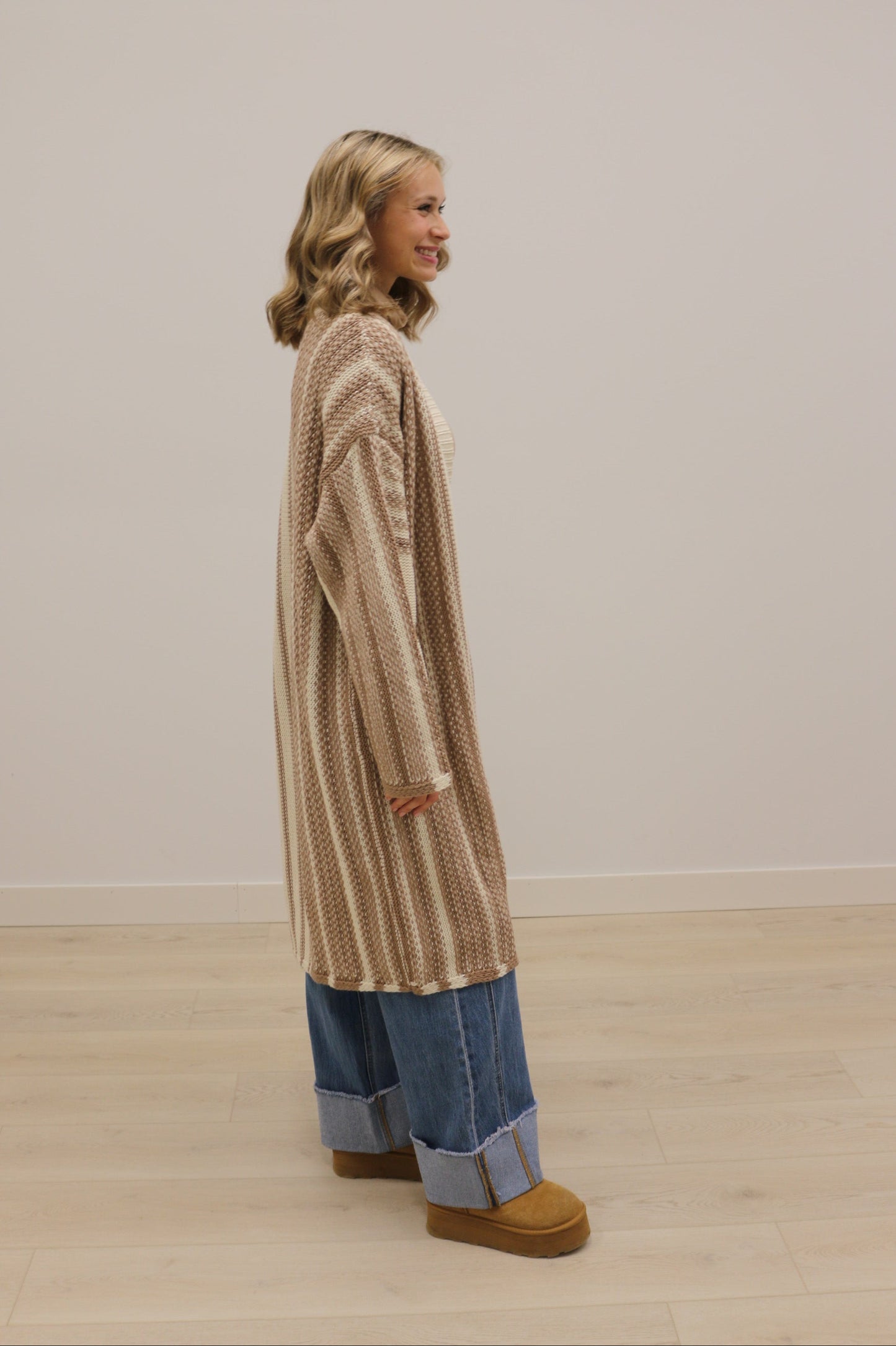 Morgan Long Sleeve Open Front Maxi Cardigan - Mocha