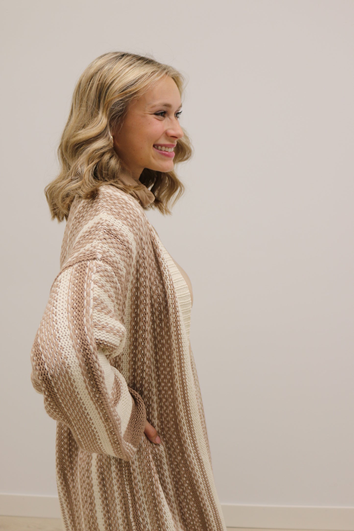 Morgan Long Sleeve Open Front Maxi Cardigan - Mocha