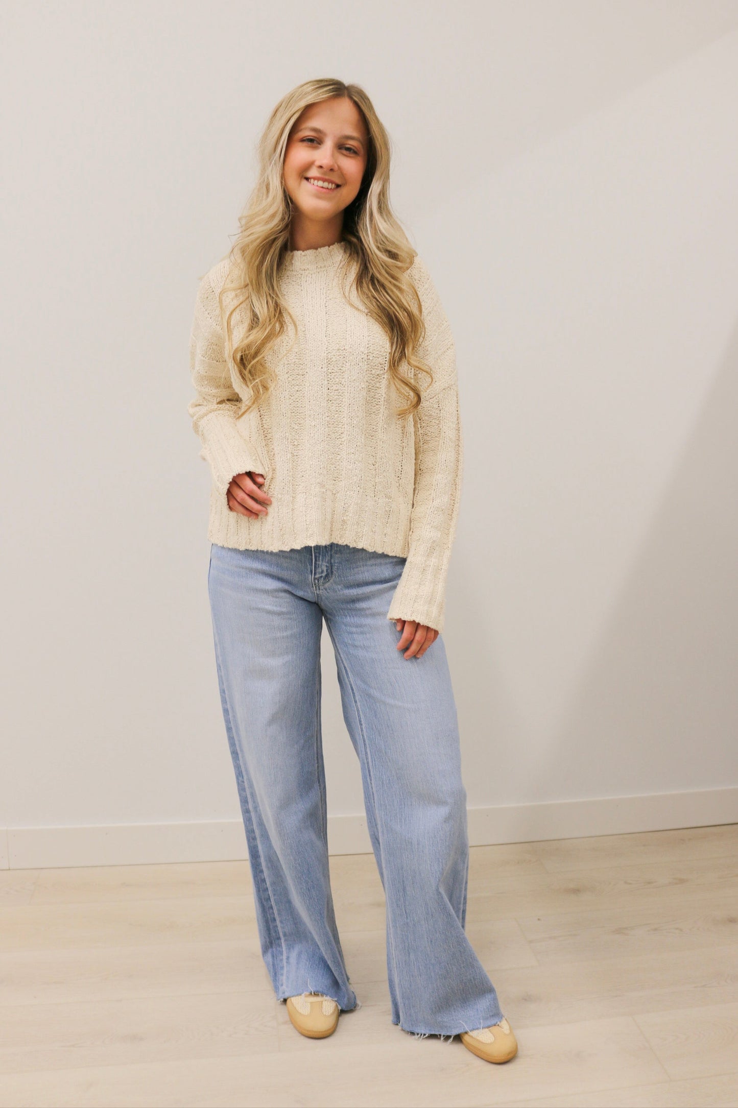Olivia High Rise Wide Leg Comfort Stretch Raw Hem Denim by Vervet - Poprock