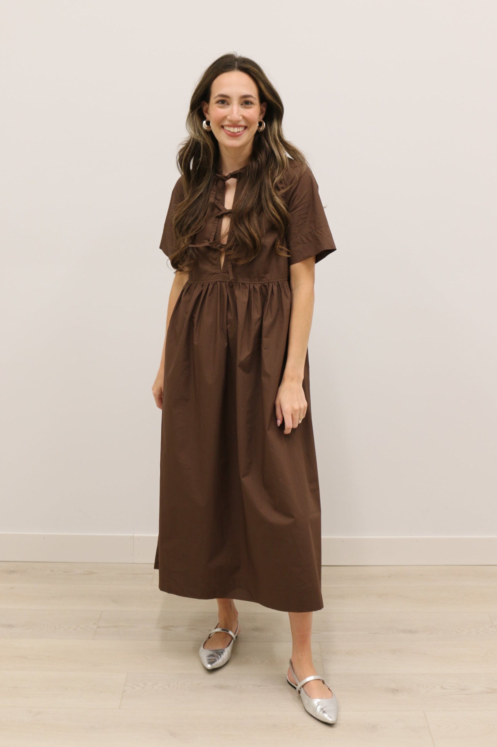 Stella Bow Front Relaxed Fit Midi Dress