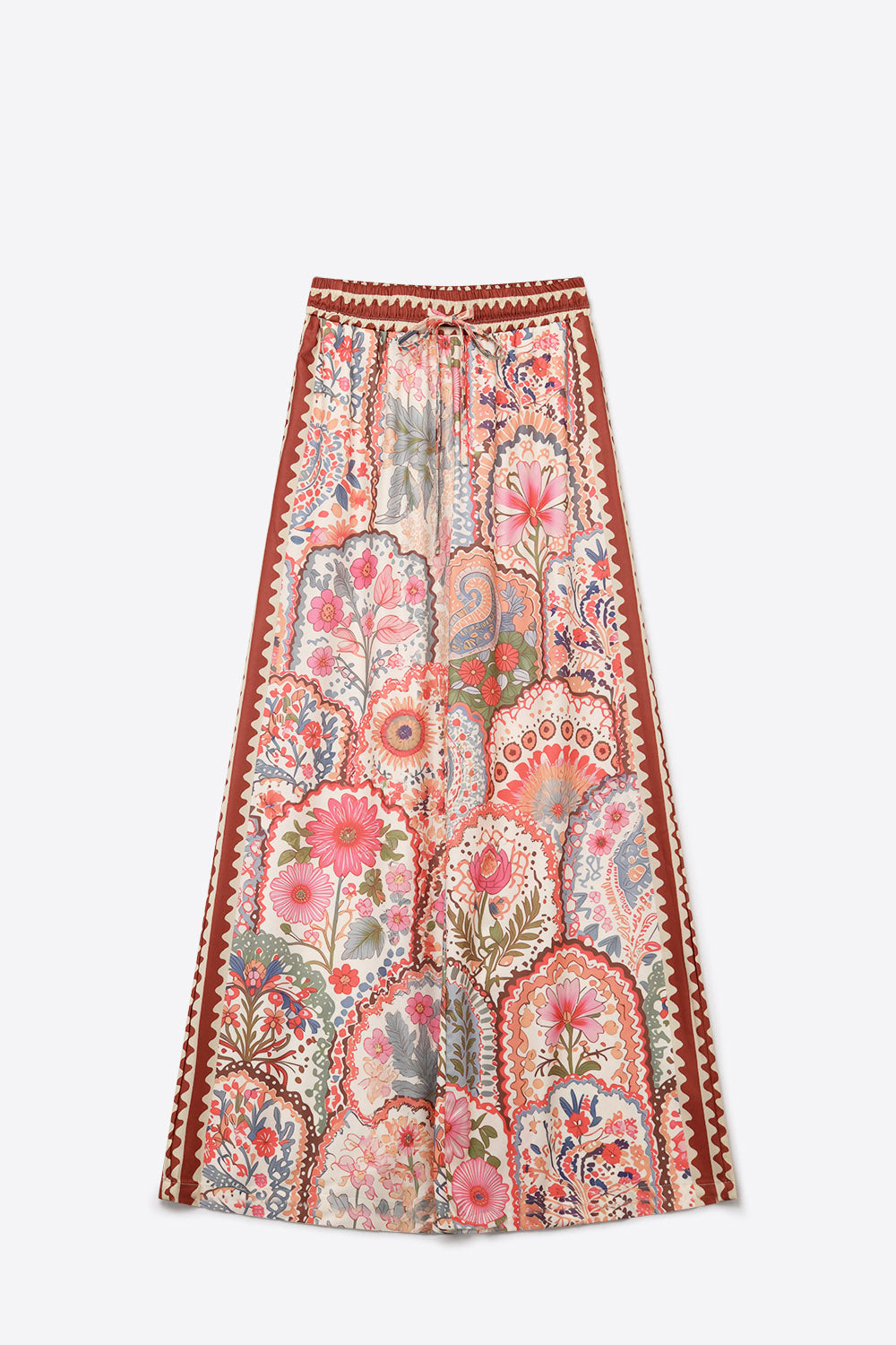 Grotta Printed High Waisted Wide Leg Pants - Pink Multi