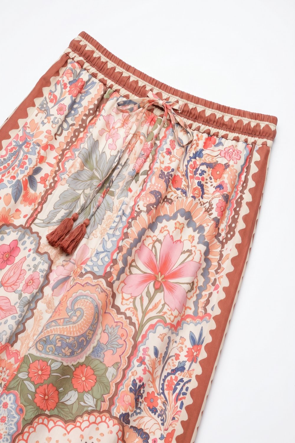 Grotta Printed High Waisted Wide Leg Pants - Pink Multi