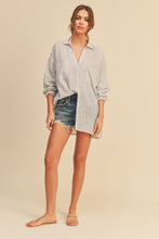 Load image into Gallery viewer, Humphreys Classic Stripe Relaxed Button Up Linen Shirt - Grey
