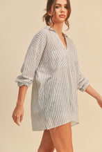 Load image into Gallery viewer, Humphreys Classic Stripe Relaxed Button Up Linen Shirt - Grey

