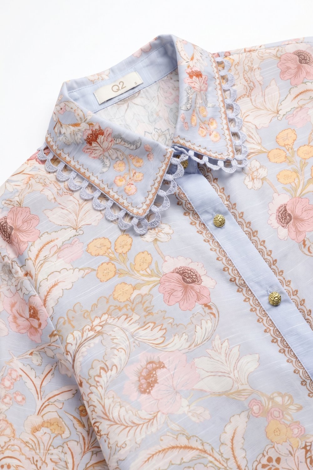 Lacera Long Sleeve Printed Button Up Blouse - Blue Multi