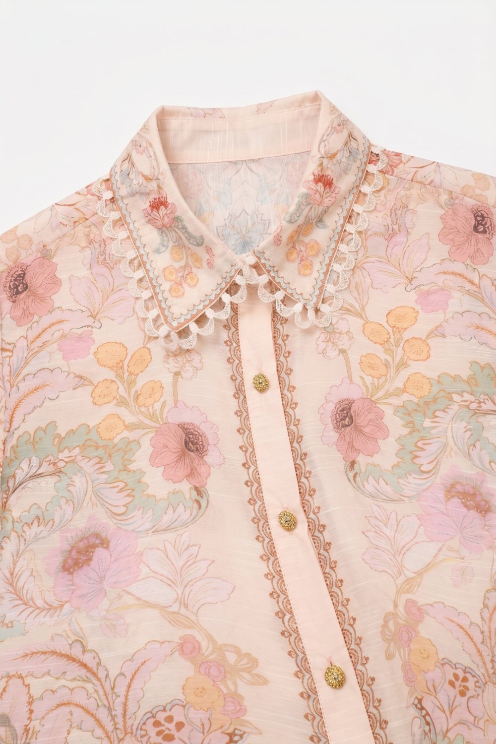 Lacera Long Sleeve Printed Button Up Blouse - Pink Multi